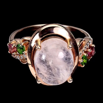 Anillo de plata de ley 925 ovalado morganita 11x9 mm turmalina piedras preciosas joyería talla 8 Foto 1 de 4