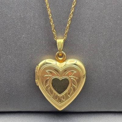 Van Dell 14k Gold Filled Heart Locket Necklace 18 "Hes In Our Hearts" Engraving - Image 1 of 4