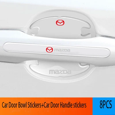 8PCS Clear Car Door Handle Bowl Protector Scuff Guard Anti Scratch For Mazda - Image 1 of 4