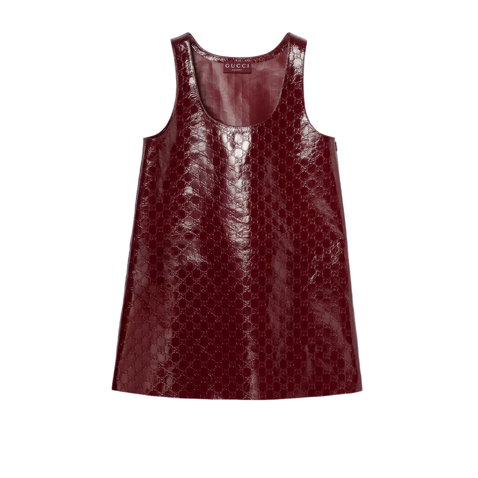 GUCCI $5500 Rosso Ancora Red GG Naplak Dress New & Authentic - Image 1 of 1