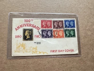 Great Britain 1940 FDC +Penny Black Centenary #SG479-84 +Penny Black Cachet +RRR - Image 1 of 3