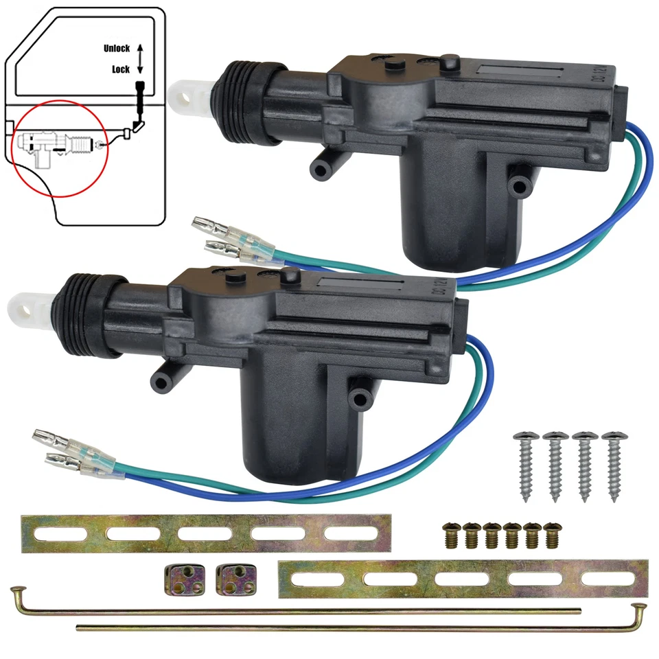 2Pcs 12V 2 Wire Slave Car Central Locking Door Motor Solenoid Actuator Keyless & Foto 1 de 4