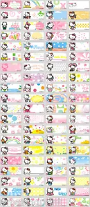 64 Mini Hello Kitty Cat Personalised Name Labels Stickers stationery Pen pencil - Picture 1 of 1