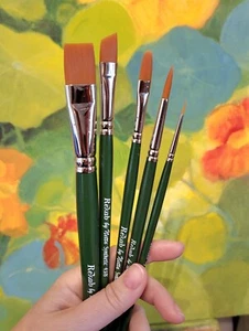 Gouache Künstlerpinsel Reiseset 5-teilig kurzer Griff Synthetik Plein Air - Bild 1 von 3