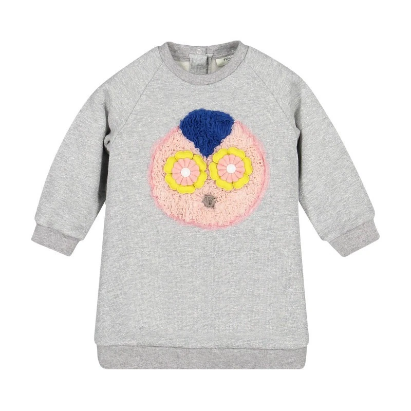 NWT NEW Fendi Baby Girls gray heather sparkle dress chiffon monster 3m - Image 1 of 3