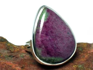 ANILLO RUBÍ ZOISITA Plata de Ley 925 - Tamaño: 6.5 - Caja de Regalo - Imagen 1 de 5