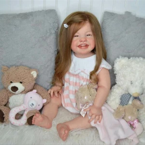Smiling 28in Reborn Baby Doll Cloth Body Realistic Newborn Lifelike Handmade Toy - Bild 1 von 8