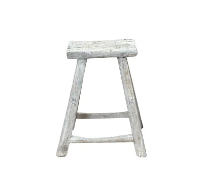 Rustic Raw Rough Wood Grain Rectangle Slim Stool Bench Side Table ws4594 - Image 1 of 4