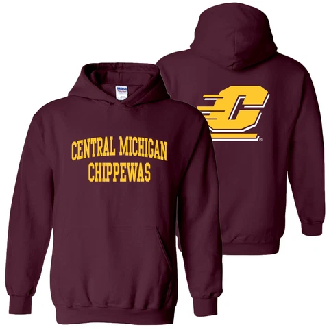 Central Michigan Chippewas Front and Back Print Hoodie - Maroon Cover
