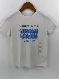 NWT Girls 6-7 Small S Cat & Jack Short Sleeve T-Shirt Strong Women Statement - Picture 1 of 4