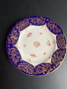 Cauldron Bone China Dessert Plate Cobalt Blue Floral - Picture 1 of 5