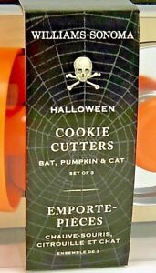 Williams Sonoma Halloween Cookie Cutters Baking Set of 3 Cat Bat Pumpkin
