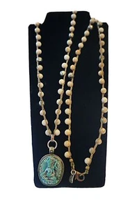 I JEWELS Jasper and Crystal labrador Beaded Buddha Pendant Necklace - Picture 1 of 6