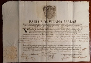 17396-CERTIFICATO ARCIVESCOVILE PAOLO DE VILANA PERLAS,MATRIMONIO, BRINDISI 1726 - Picture 1 of 2