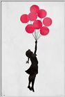 Girl With Balloons - Framed Graffiti Street-Art Poster (Pop-Art) (Size 24 X 36")