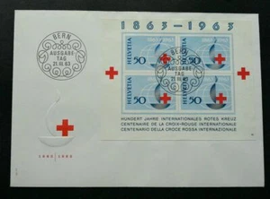 [SJ] Switzerland Red Cross Centenary 1963 Crescent (miniature FDC) *imperf - Picture 1 of 5