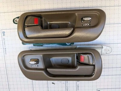 94-01 Acura Integra Complete FRONT Side Inner Door Handle Bezel Cover Brown OEM - Image 1 of 3