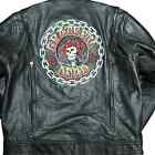 Czarna skórzana kurtka motocyklowa Grateful Dead 2012 męska 44 haftowane plecy i rękawy