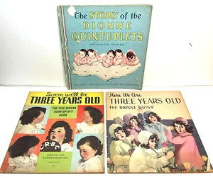 1930s Set of 3 DIONNE QUINTUPLETS BOOKS Story & Three Year Old Books AUTHORIZED - Picture 1 of 12