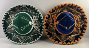 Pigalle Mexican Hat Mariachi Sombrero Child Size Blue Velvet/Gold Trim & Grn/Whi - Picture 1 of 18