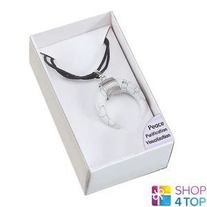 PENDENTIF AMULETTE MAGNÉSITE BLANCHE LO SCARABEO VISUALISATION PURIFICATION PAIX NEUF - Photo 1 sur 2