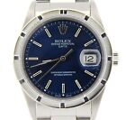 Rolex Date 15210 Mens Stainless Steel Watch Quickset Model With Blue Dial 34mm