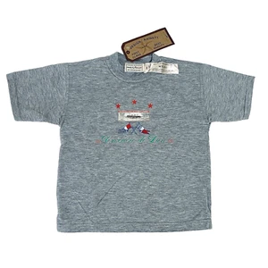 Vtg Boys T Shirt Youth Size 4 / 5 Gray 100% Cotton Ship Nautical Theme Flags d - Picture 1 of 10