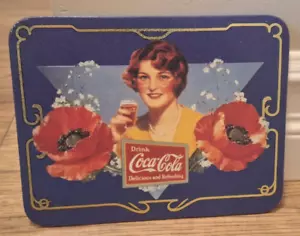 Coke Lady & Flowers Wall Hanging Vintage Tin Sign Decoration Drink Coca-Cola - Picture 1 of 2