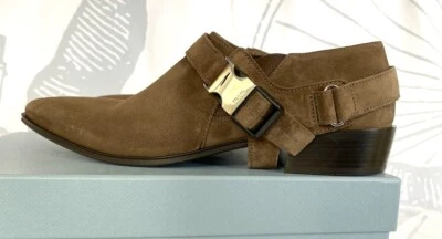 PRADA Milano 1T304L Womens Brown Suede Flat Ankle Boots Shoes, 35;5 - Image 1 of 4