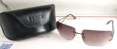 Gafas de sol vintage Fendi #FS416 café marrón de gran tamaño sin montura hechas en Italia años 90 Foto 1 de 4