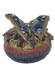 Caja baratija mariposa flores pedrería joyas de colección - Imagen 1 de 10