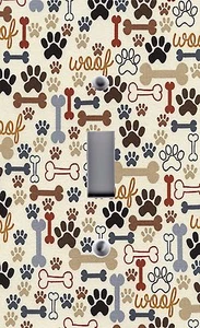 Light Switch Plate Outlet Covers ~ ANIMAL PRINTS ~ DOG BONES WOOF - Picture 1 of 26
