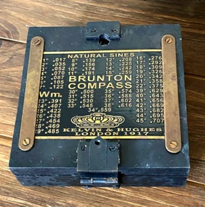 Rare Vintage Brass Brunton Compass Kelvin & Hughes London 1917 Nautical Antique - Picture 1 of 7