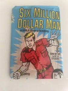 ADESIVI VINTAGE 1975 DONRUSS SEI MILIONI DI DOLLARI UOMO SIGILLATO WAX PACK GOMMA DA MASTICARE - Foto 1 di 2