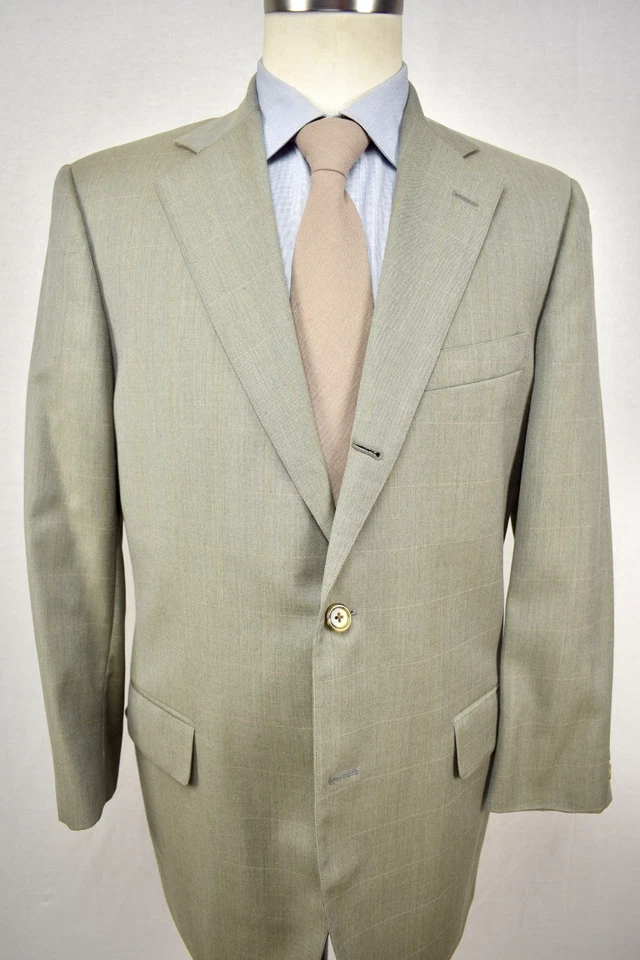 Traje Southwick 1995-2004 marrón claro a cuadros lana tres rollos dos talla: 40R Foto 1 de 4