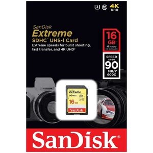 SanDisk Extreme 16GB SDHC UHS-I Class 10 Memory Card – 90MB/s Fast Speed - Picture 1 of 7