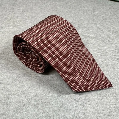 Vintages Kenneth Cole New York 100% Silk Burgundy Geometric Tie USA NWT/NOS 90s - Image 1 of 4