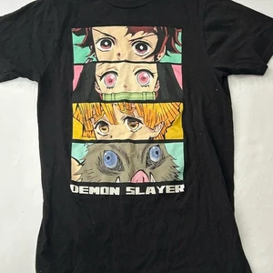 Demon Slayer Kids Black Graphic T-Shirt Girl Size S Small - Picture 1 of 7