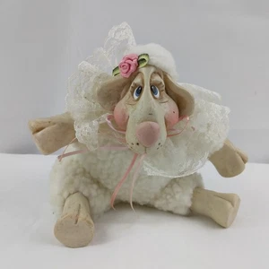 Russ Berrie Kathleen Kelly Lulu Lamb Resin Cloth Bean Bag Easter Kitschy - Picture 1 of 8