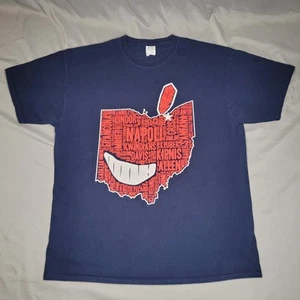 Cleveland Indians Shirt Mens XL Blue Red Ohio State Outline Wahoo Player Names - Picture 1 of 10