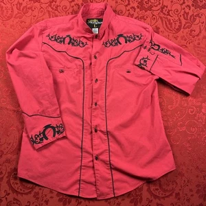 Charro Shirt Mens Red Camisa Charra El General Western Wear Long Sleeve - Picture 1 of 12
