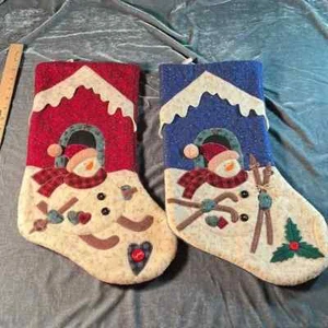 Par de medias navideñas muñeco de nieve vintage - Imagen 1 de 2