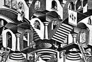 CONVEX AND CONCAVE - ESCHER - REFRIGERATOR PHOTO MAGNET 3"-5" - Picture 1 of 1
