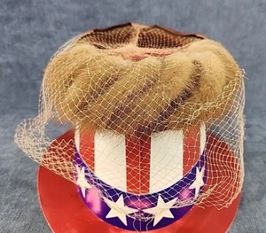 Women's Mink Fur Trim & Netting Pillbox Hat w/Satin Bow Vintage 1960s u-2A - Picture 1 of 6