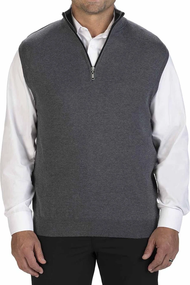 Edwards Garments 4074 Unisex Lightweight Quarter Zip Fine Gauge Sweater Vest - Image 1 of 2