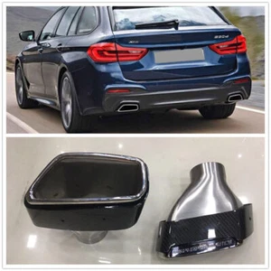 Carbon Fiber Car Exhaust Muffler Pipe Tip Cover For 2019 BMW 5 Series G30 G30 2x - Picture 1 of 7