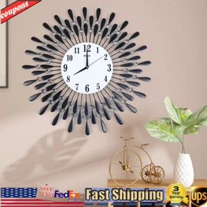 Nordic 3D Luxury Large Art Wall Clock 12-Hour Metal Watch Living Room Home Decor - Picture 1 of 12