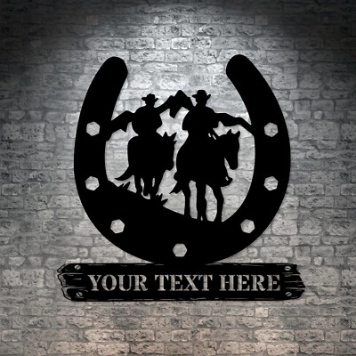 Placa de metal personalizada com nome de cavaleiros. Presente personalizado para decoração de parede em ferradura - Imagem 1 de 4