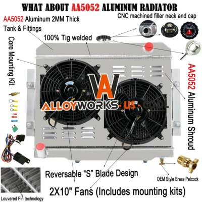 Radiador de 3 filas + ventilador de cubierta para Jeep CJ5 CJ6 CJ7 Scrambler 1972-1986 85 82 Foto 1 de 4