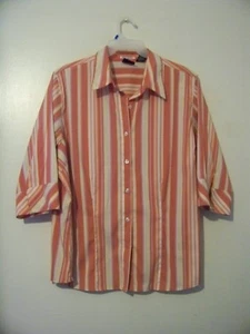 DCC Women Button Front Stretch Blouse Pink Striped Size 2X EUC!!! - Picture 1 of 3